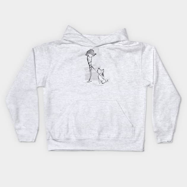 Walking the dog Kids Hoodie by Jason's Doodles